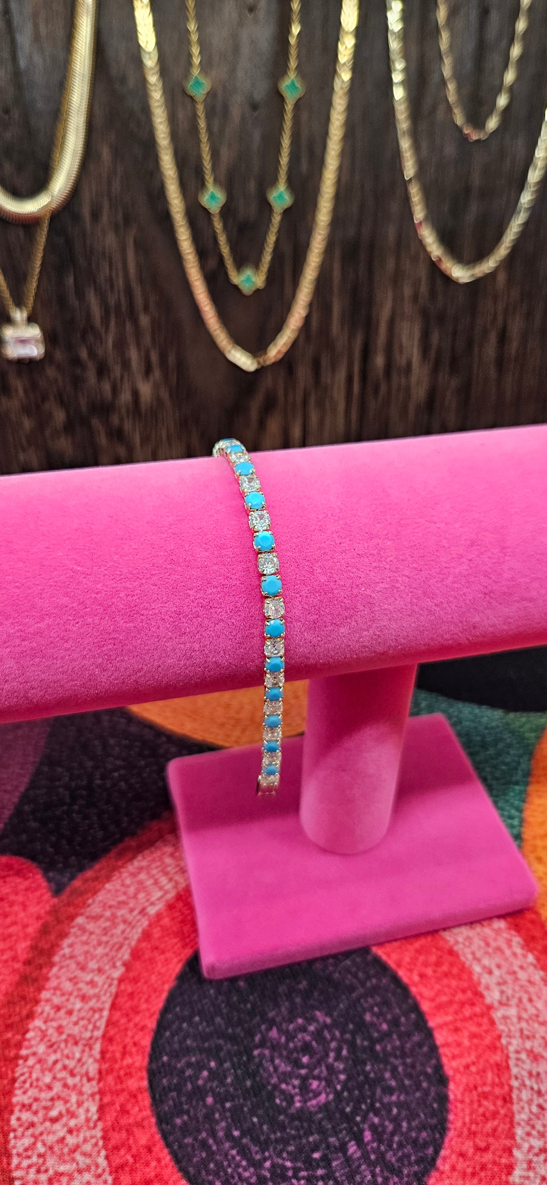 Turquoise and Clear CZ tennis bracelet