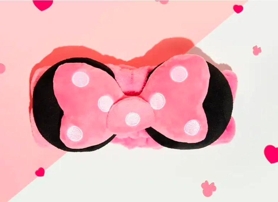 Minnie Mouse 3D Teddy Spa Headband Pink Polka Dot Plush Signature Bow