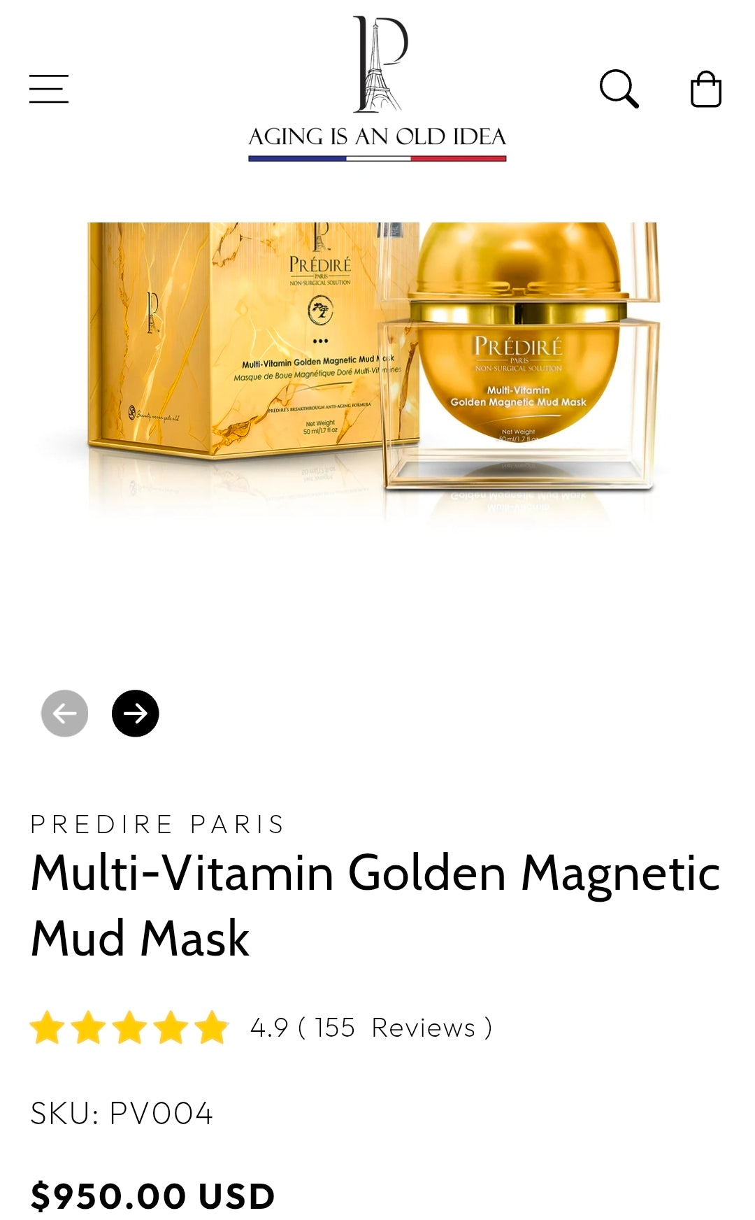 Prédiré Paris Multi-Vitamin Golden Magnetic Mud Mask