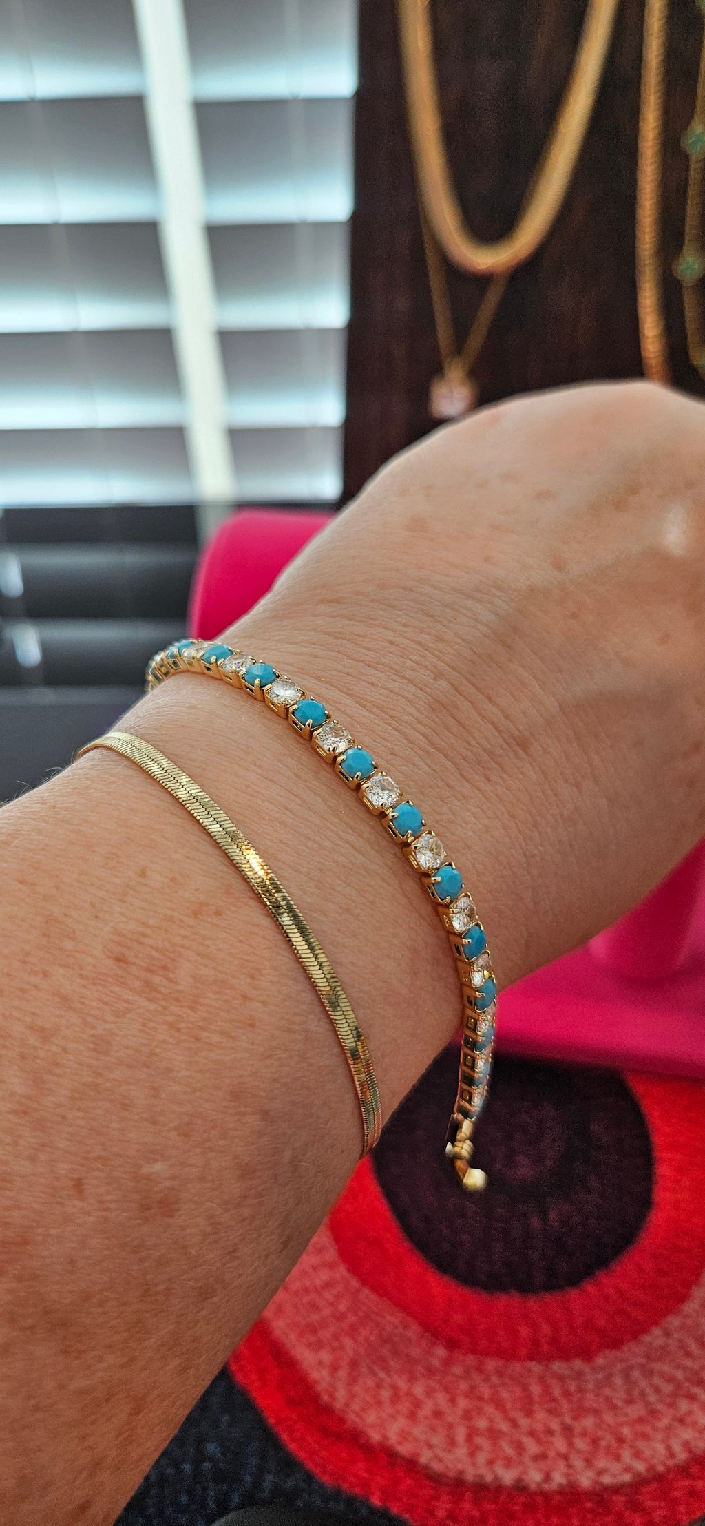 Turquoise and Clear CZ tennis bracelet