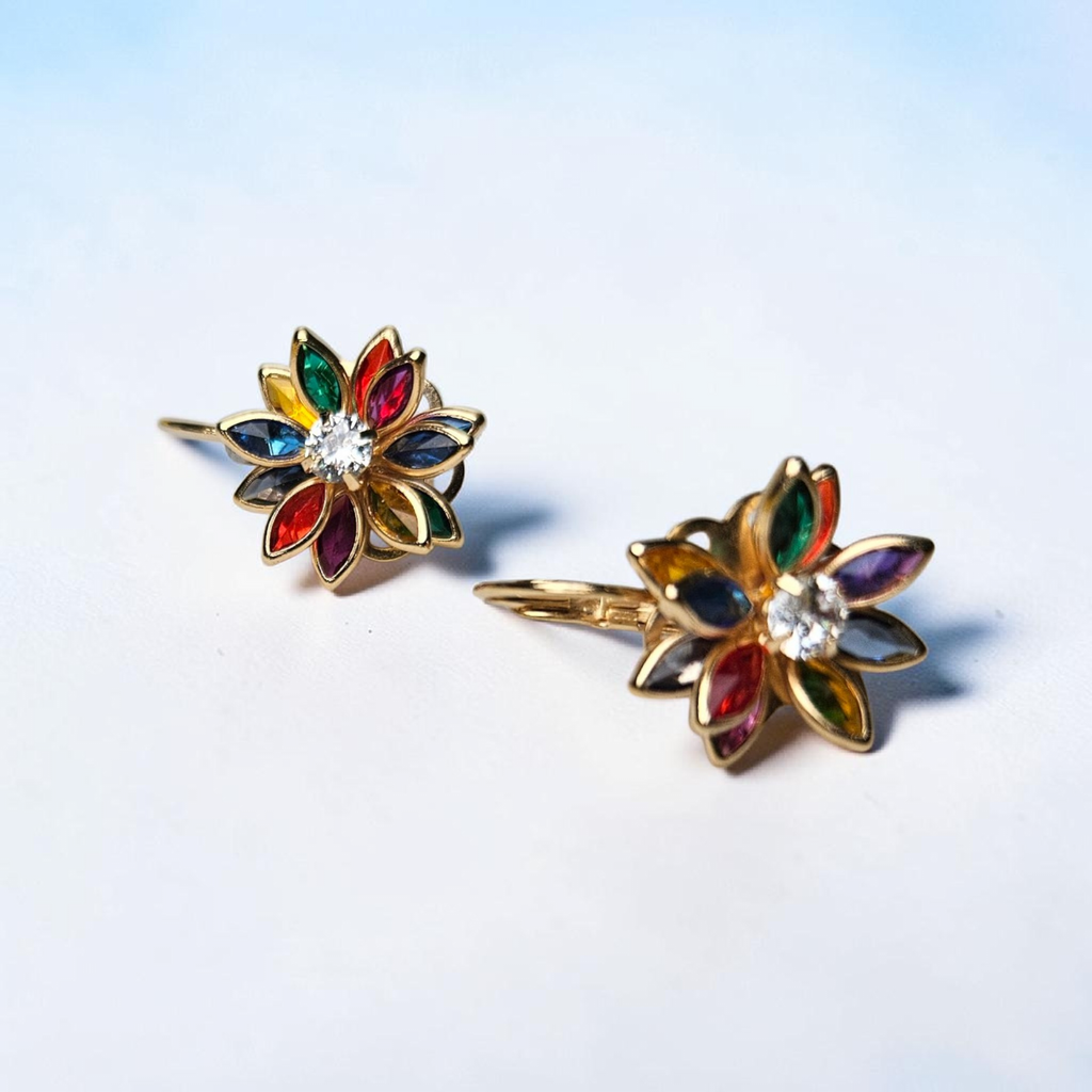 Jolly Gem Flower Drop Earrings