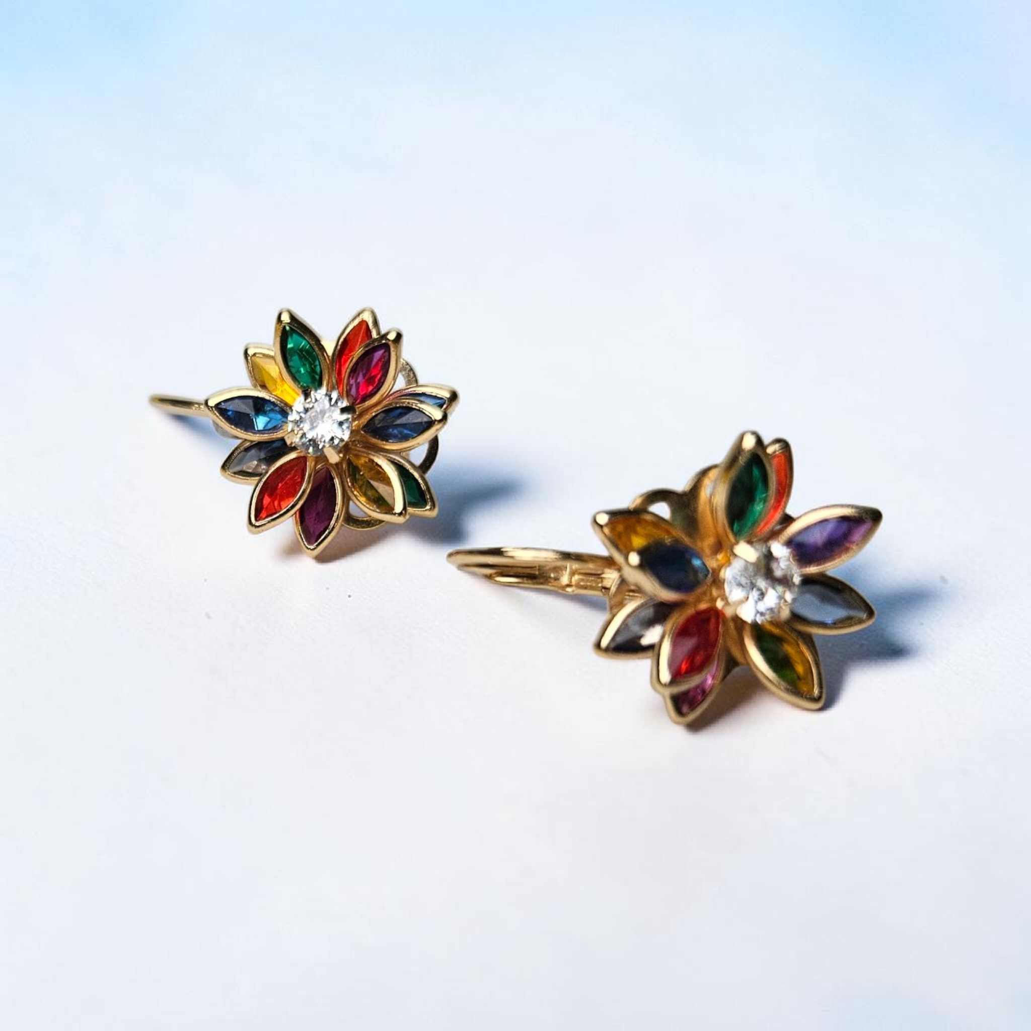 Jolly Gem Flower Drop Earrings