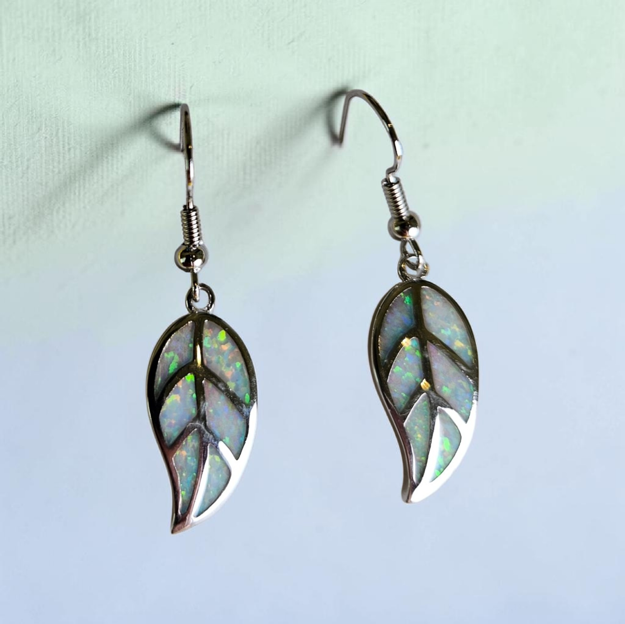 Cloud Opal Leaf Drop Earrings