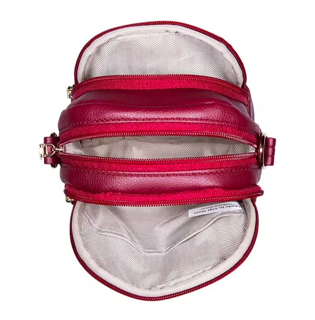 Red Vegan Leather Mini Crossbody Bag