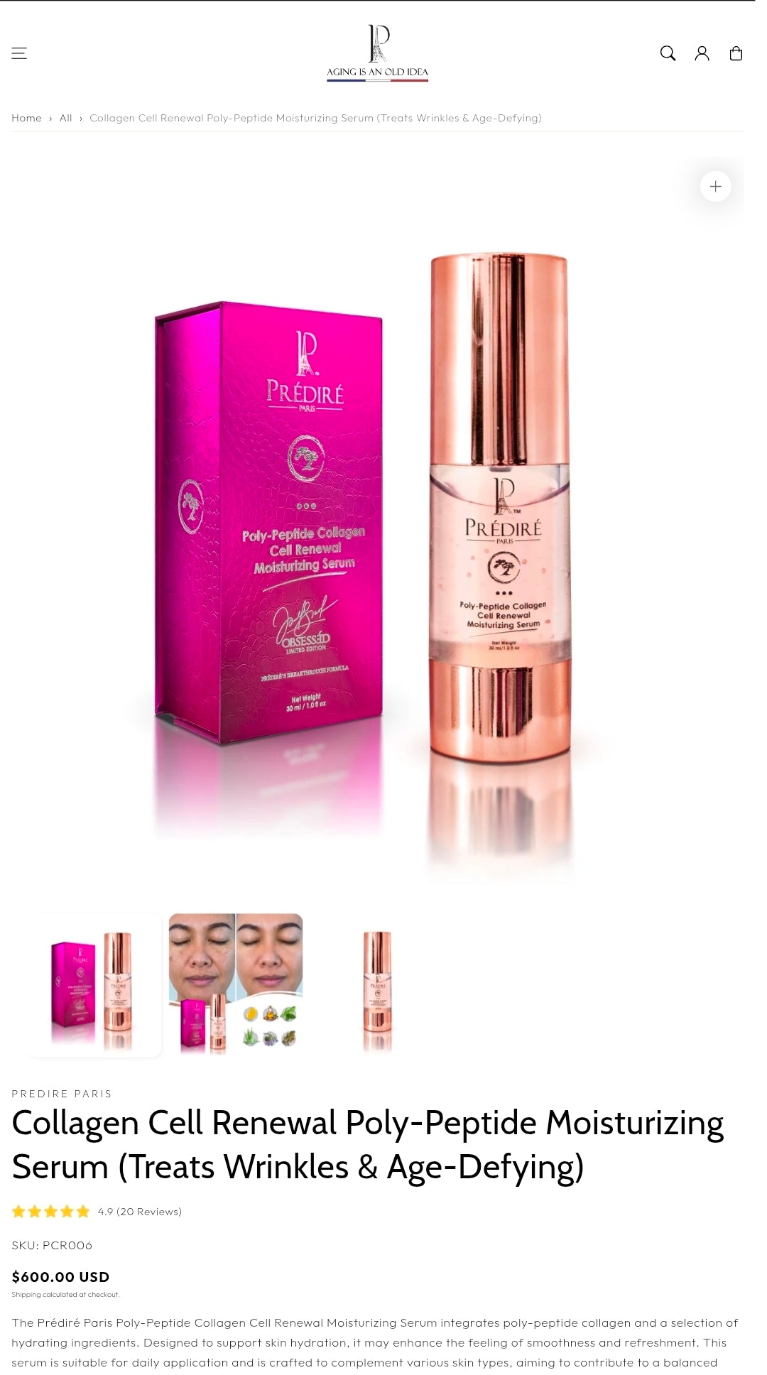 Collagen Cell Renewal Poly-Peptide Moisturizing Serum (Treats Wrinkles & Age-Defying) 30 mL