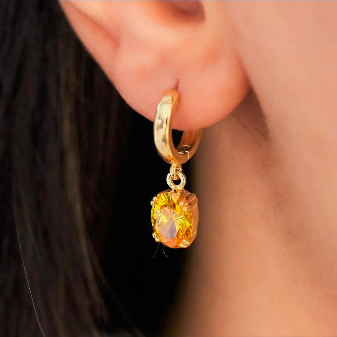 Oval Cut Birthstone Earrings