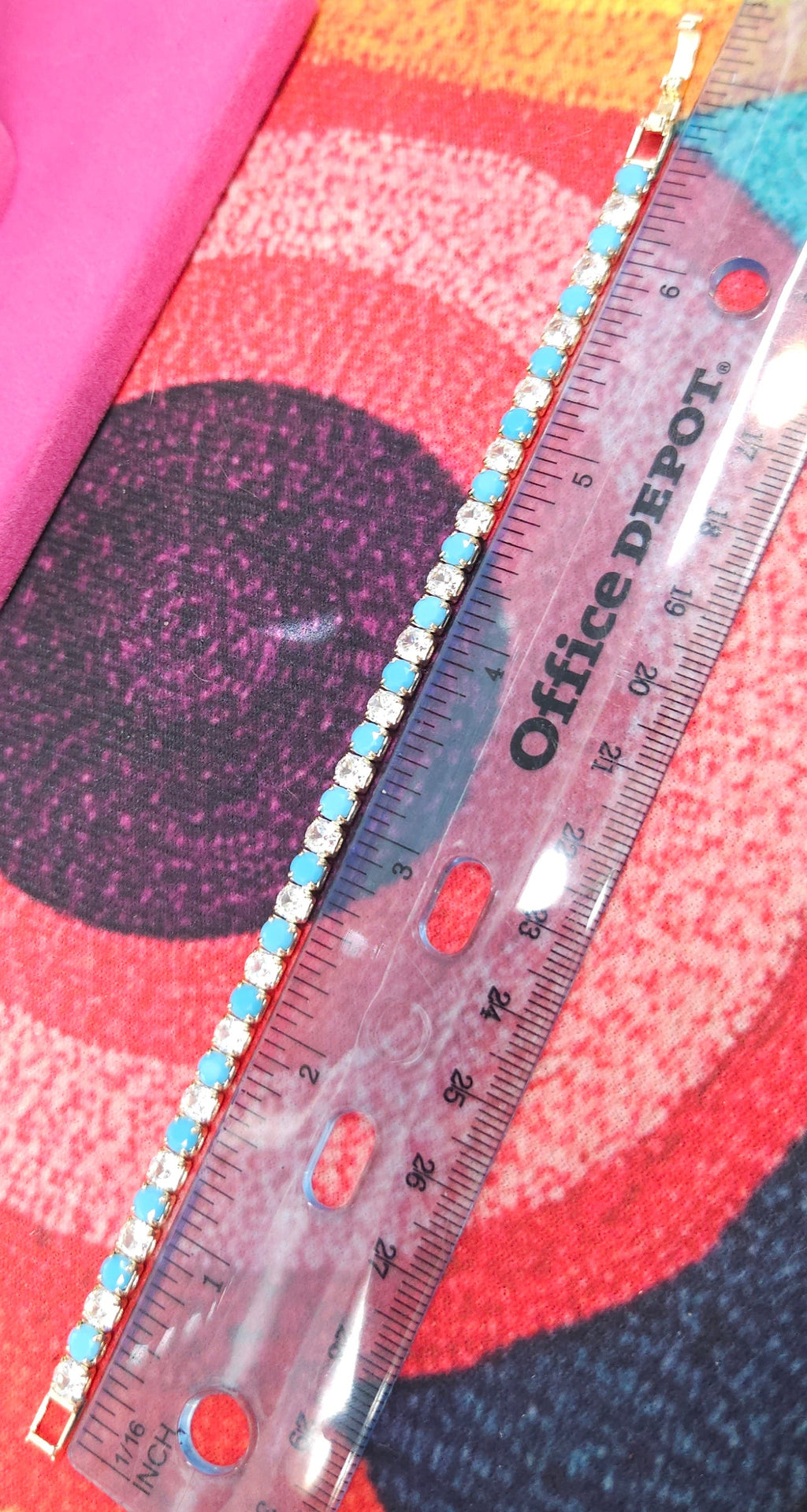 18k Gold Filled Turquoise & White AAA CZ tennis bracelet