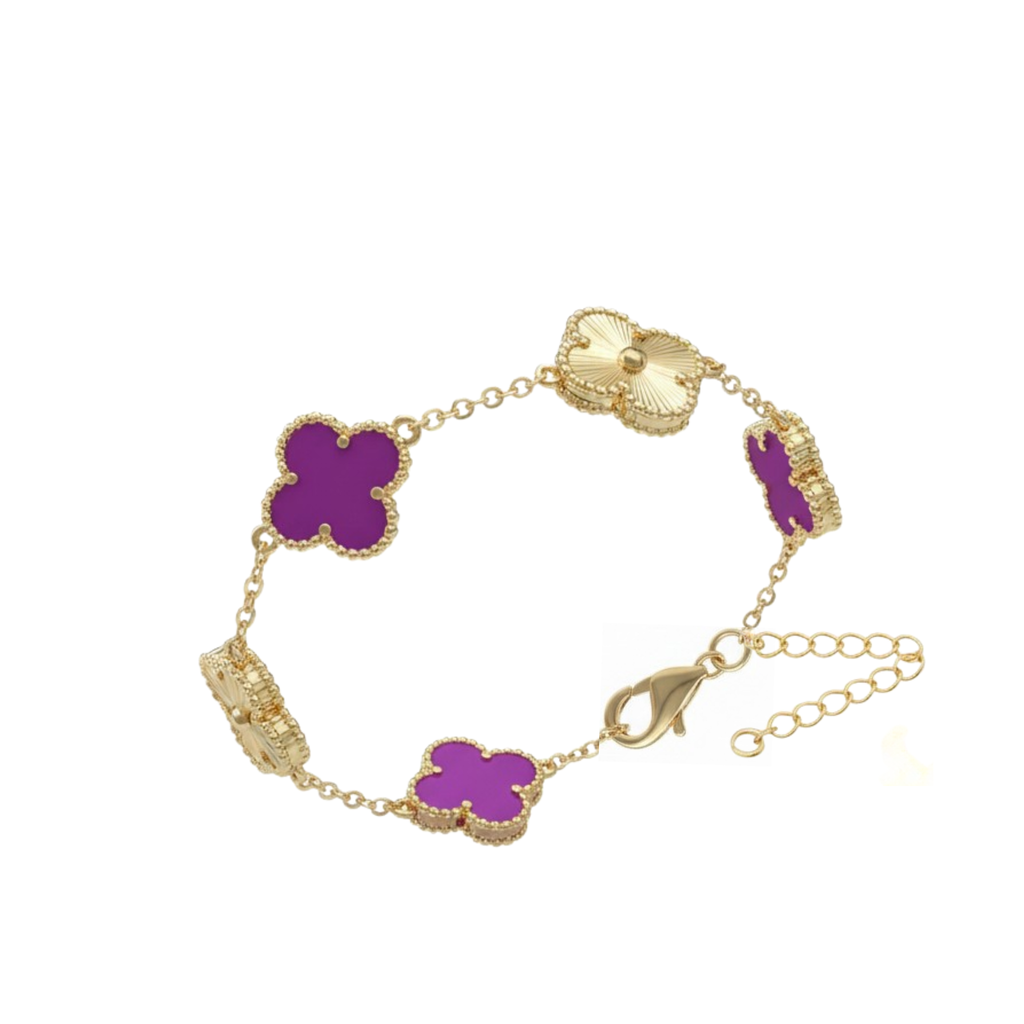 Violet Clover Charm Bracelet