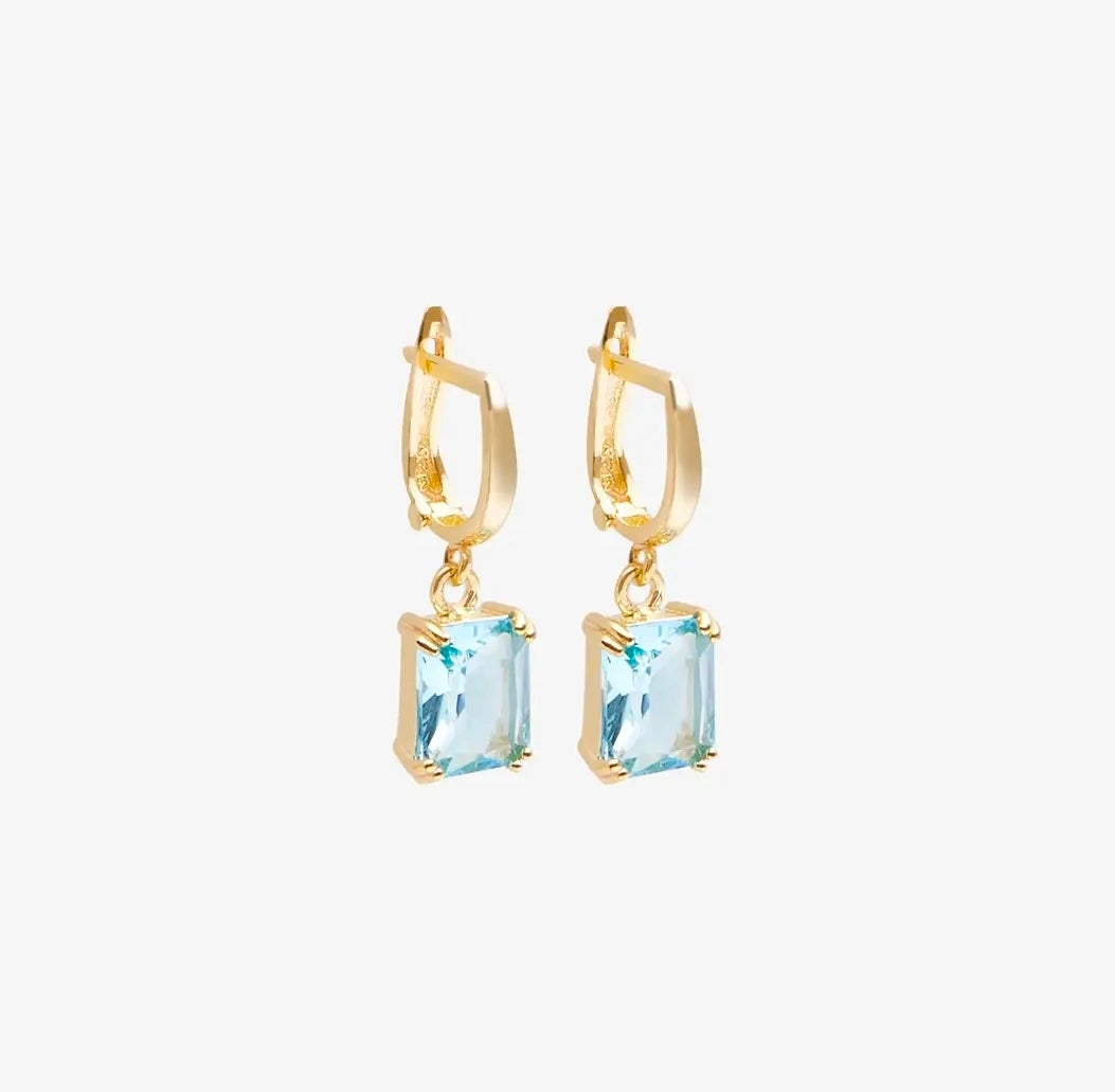 Emerald Cut Birthstone Earrings