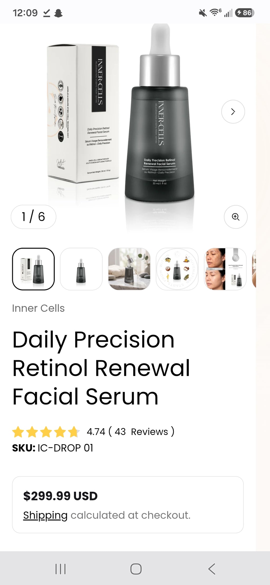 Inner Cells Daily Precision Retinol Renewal Facial Serum
