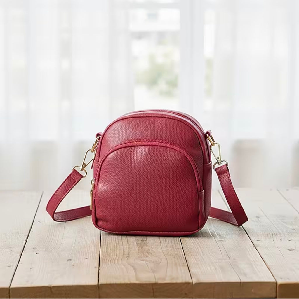 Red Vegan Leather Mini Crossbody Bag