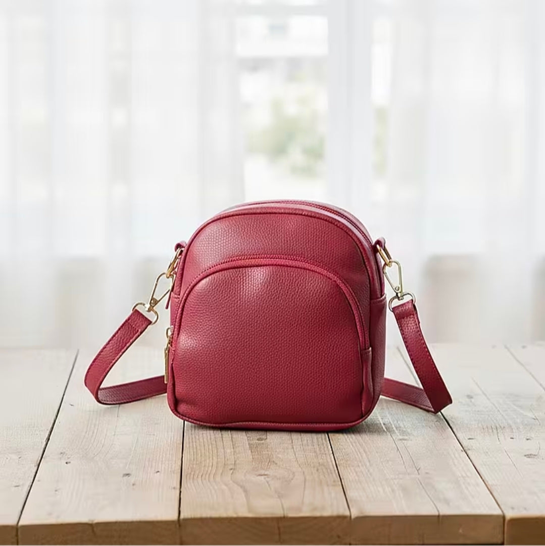 Red Vegan Leather Mini Crossbody Bag