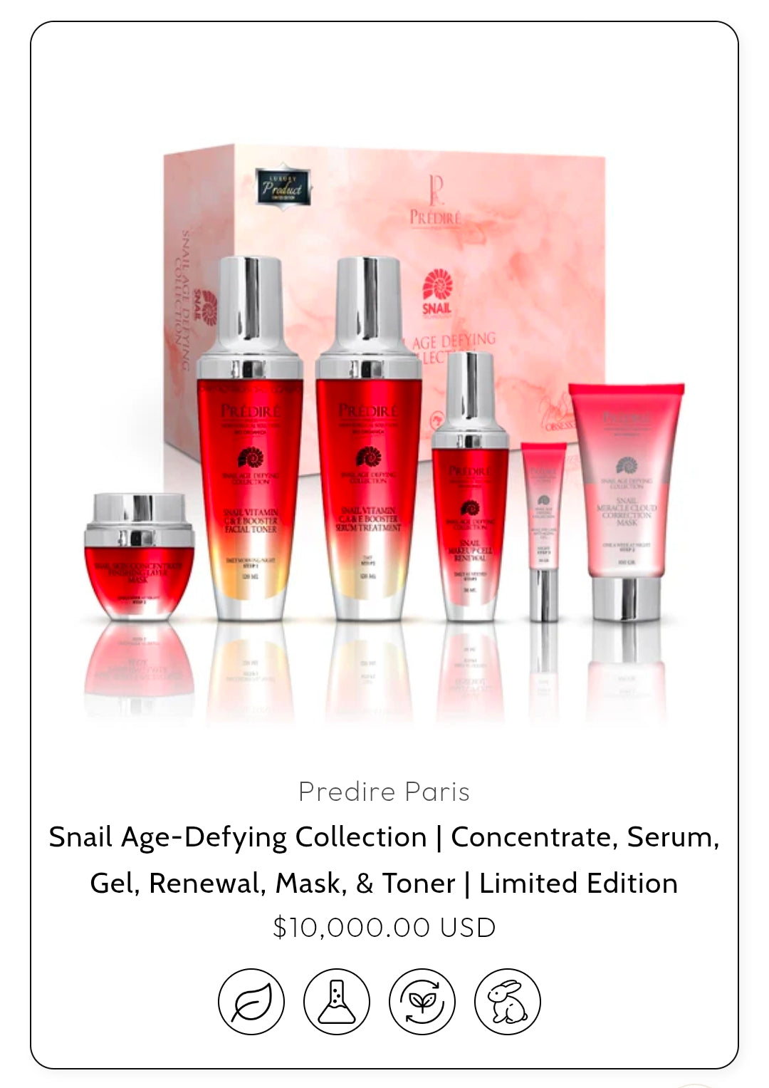 Predire Paris Age-Defying Collection | Concentrate, Serum, Gel, Renewal, Mask, & Toner | Limited Edition