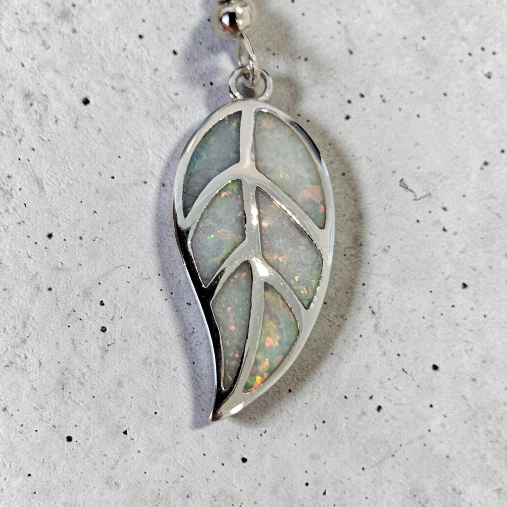 Cloud Opal Leaf Drop Earrings
