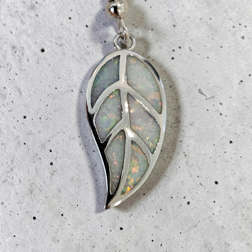Cloud Opal Leaf Drop Earrings