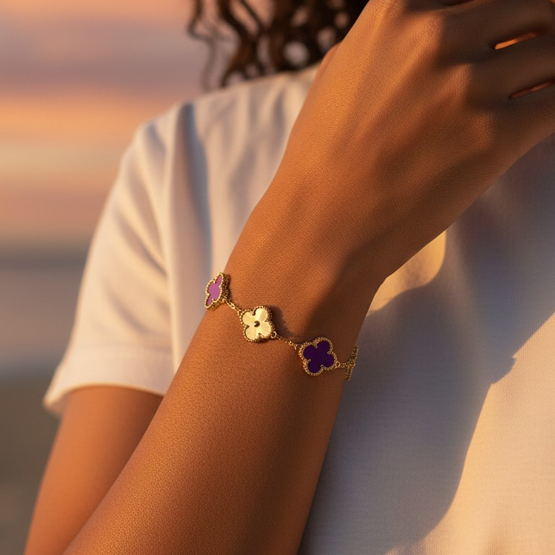 Violet Clover Charm Bracelet