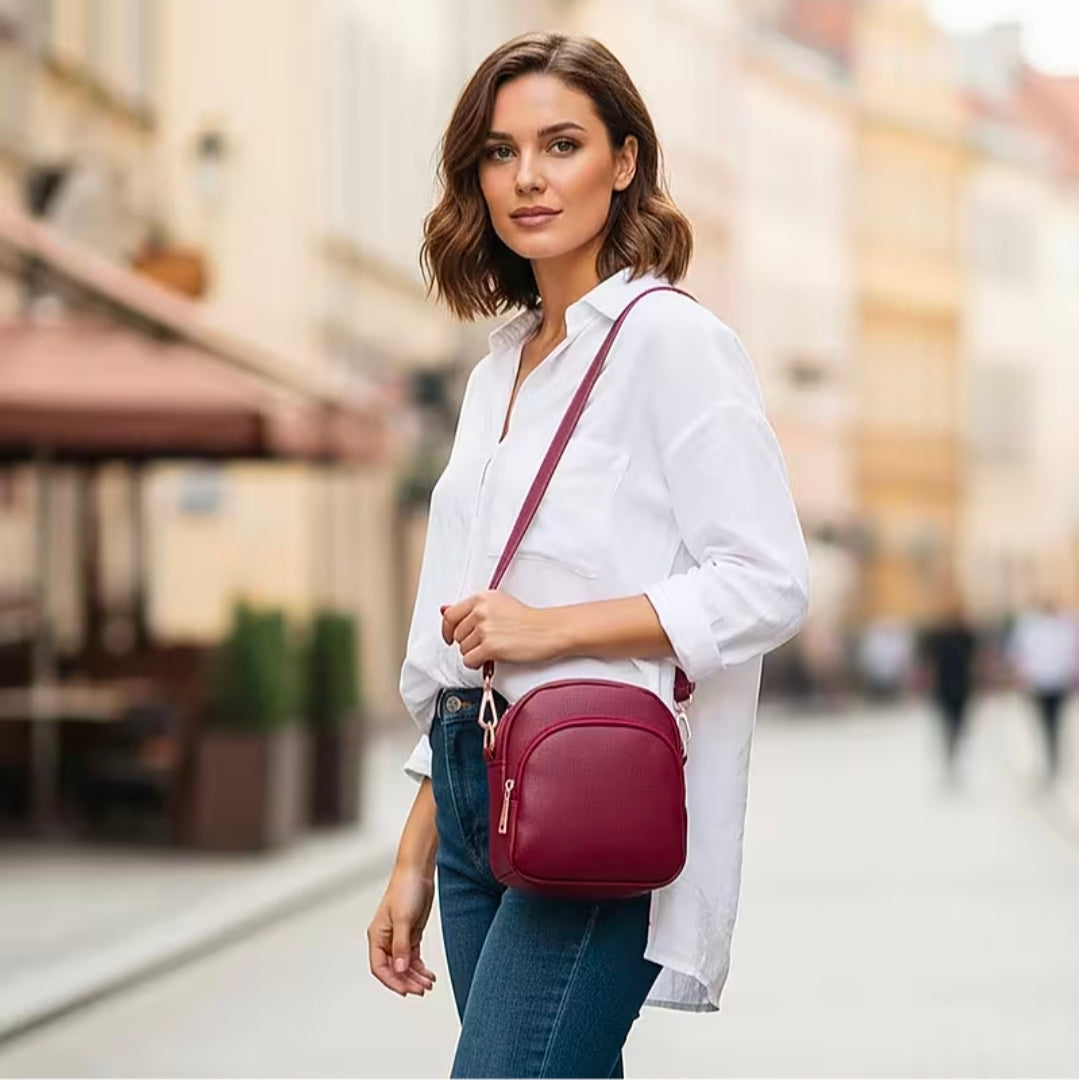 Red Vegan Leather Mini Crossbody Bag