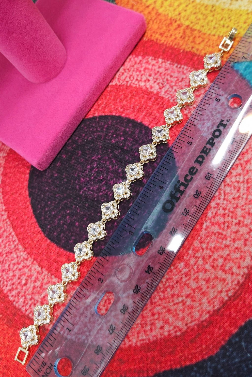 18k Gold-filled Clover Tennis Bracelet with AAA CZs