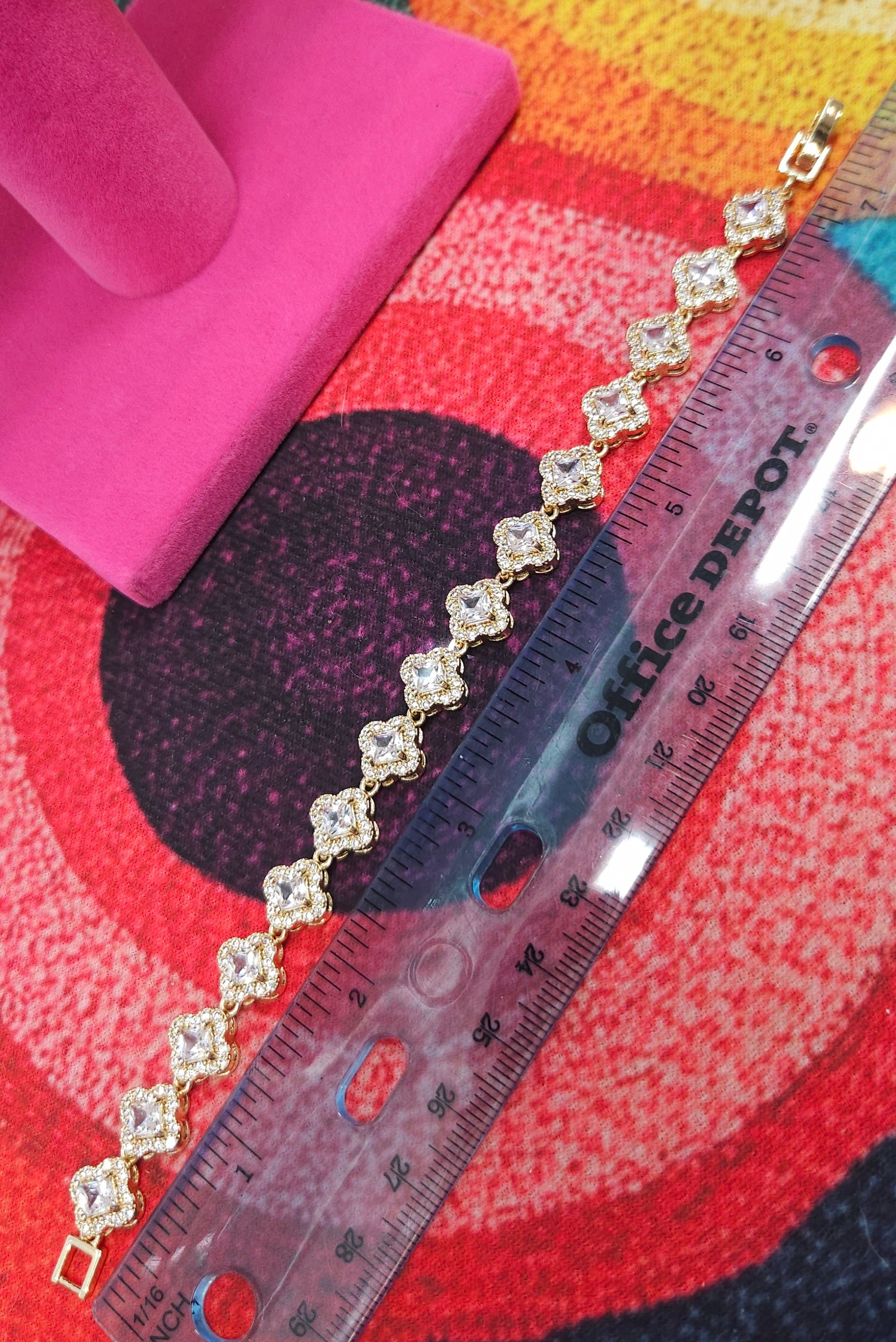 18k Gold-filled Clover Tennis Bracelet with AAA CZs