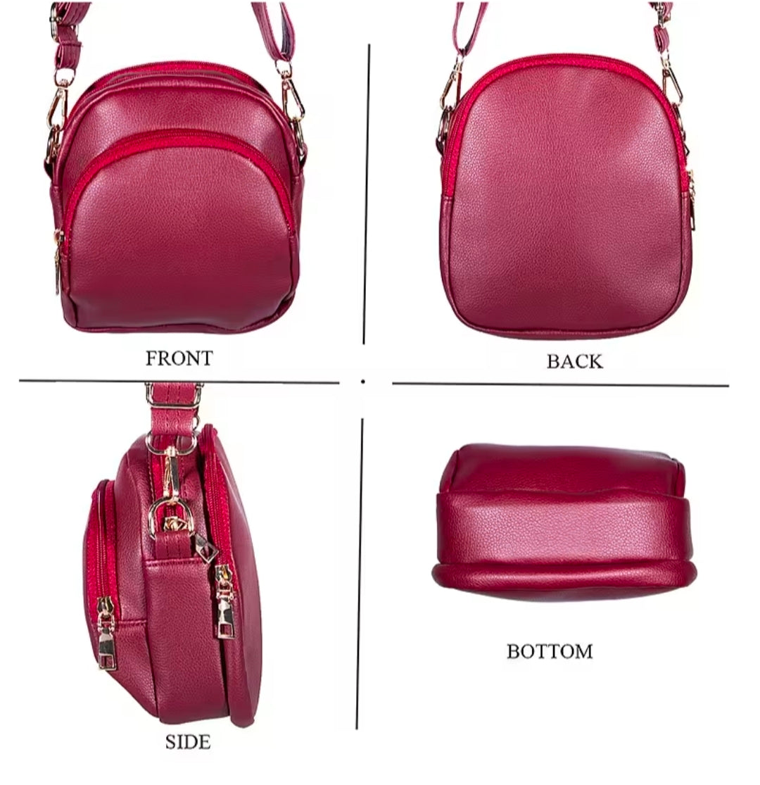 Red Vegan Leather Mini Crossbody Bag